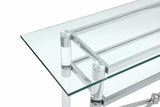 Marilyn Glass Top Dining Server in Polished Stainless Steel and Clear Acrylic - What A Room