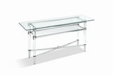 Marilyn Glass Top Dining Server in Polished Stainless Steel and Clear Acrylic - What A Room