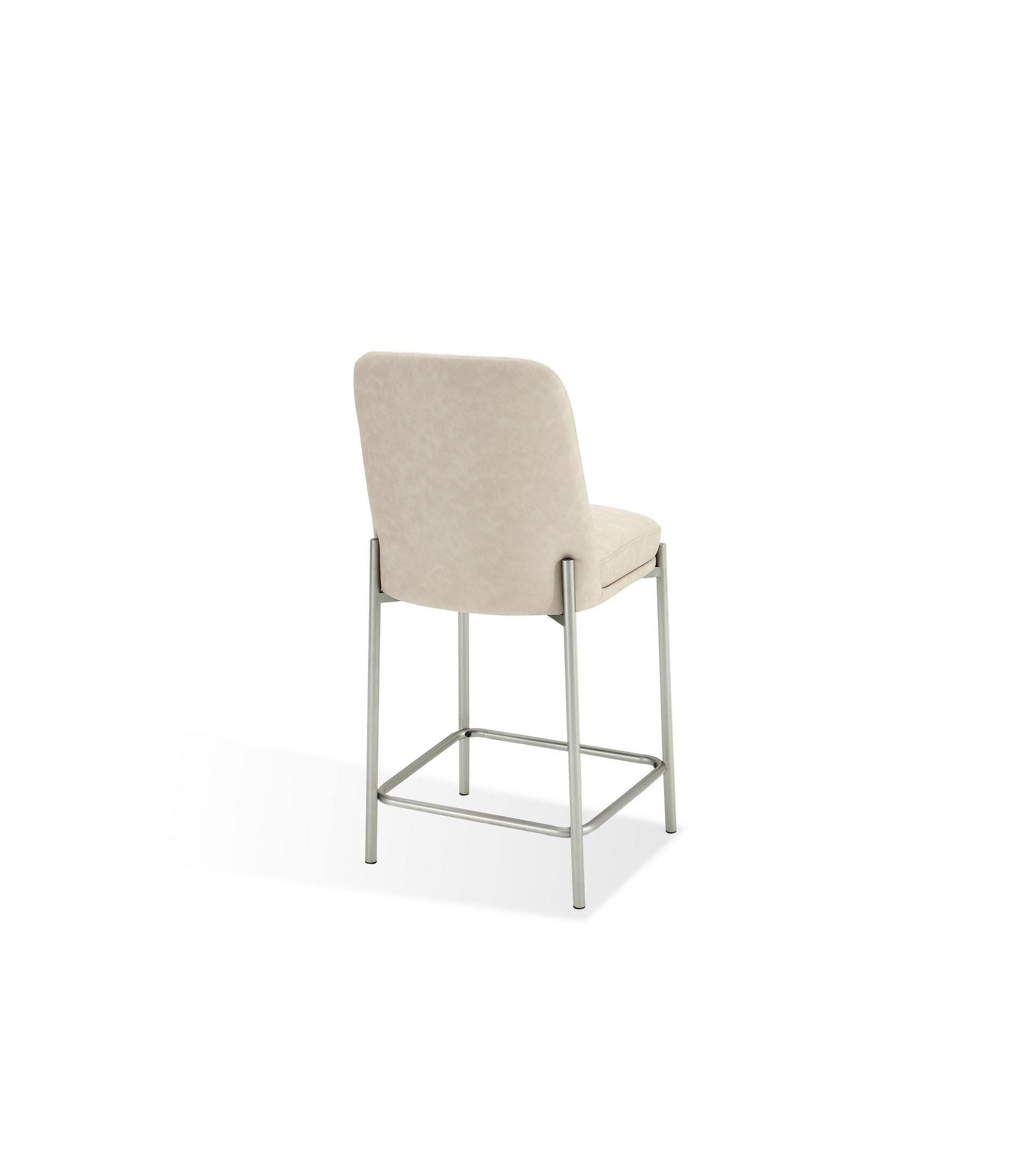 Dion Upholstered Counter Stool in Camel Synthetic Leather and Brushed Nickel Metal - What A Room