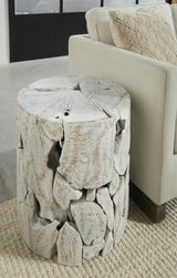 One Teak Slice Round End Table in Bleached Teak - What A Room