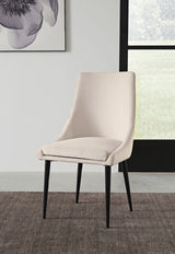 Winston Upholstered Metal Leg Dining Chair in Cream and Black (Set of 2) - What A Room