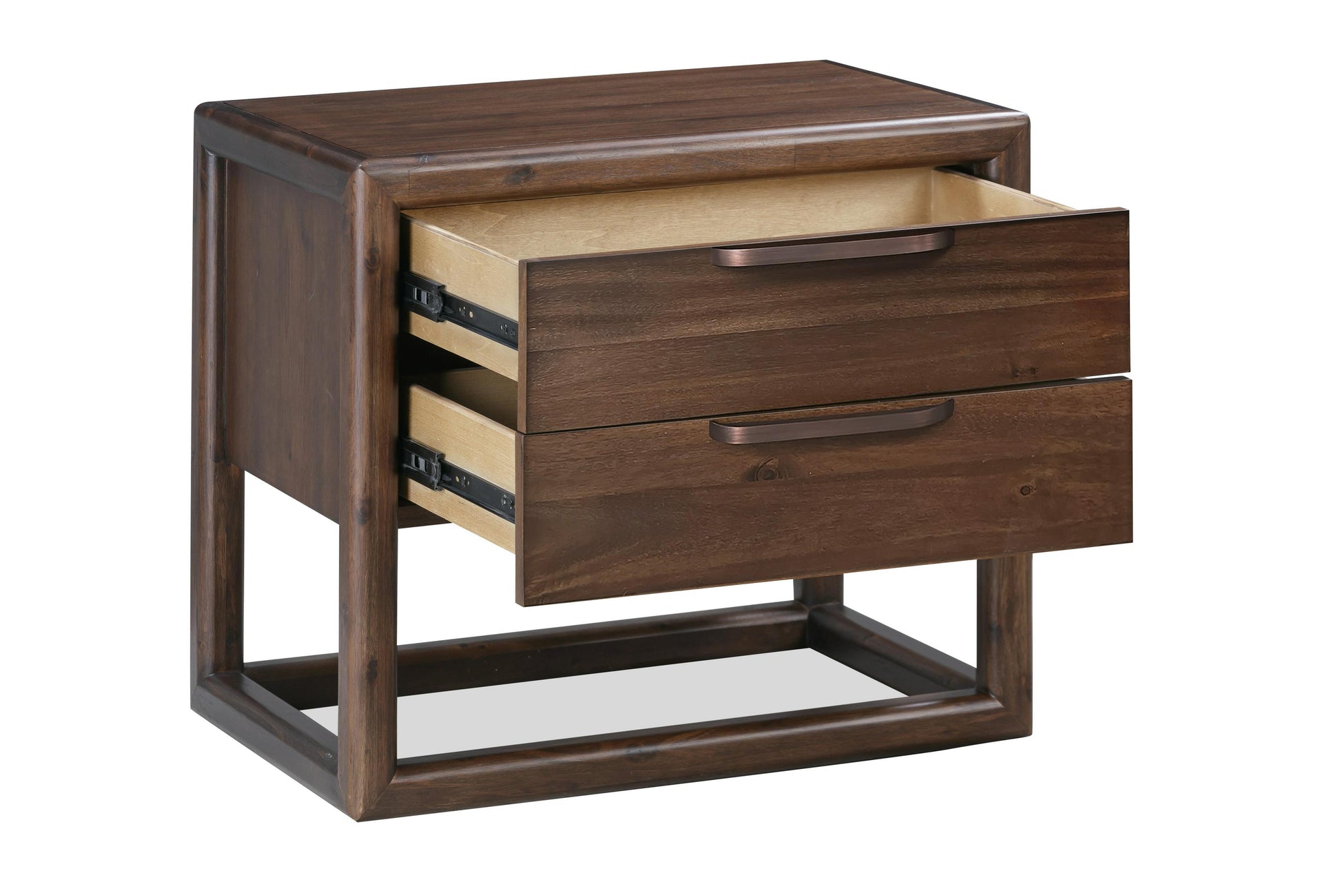 Sol Two Drawer USB-Charging Nightstand in Brown Spice - What A Room