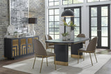 Doheny Leather Upholstered Metal Leg Dining Chair in Boots and Brass (Set of 2) - What A Room