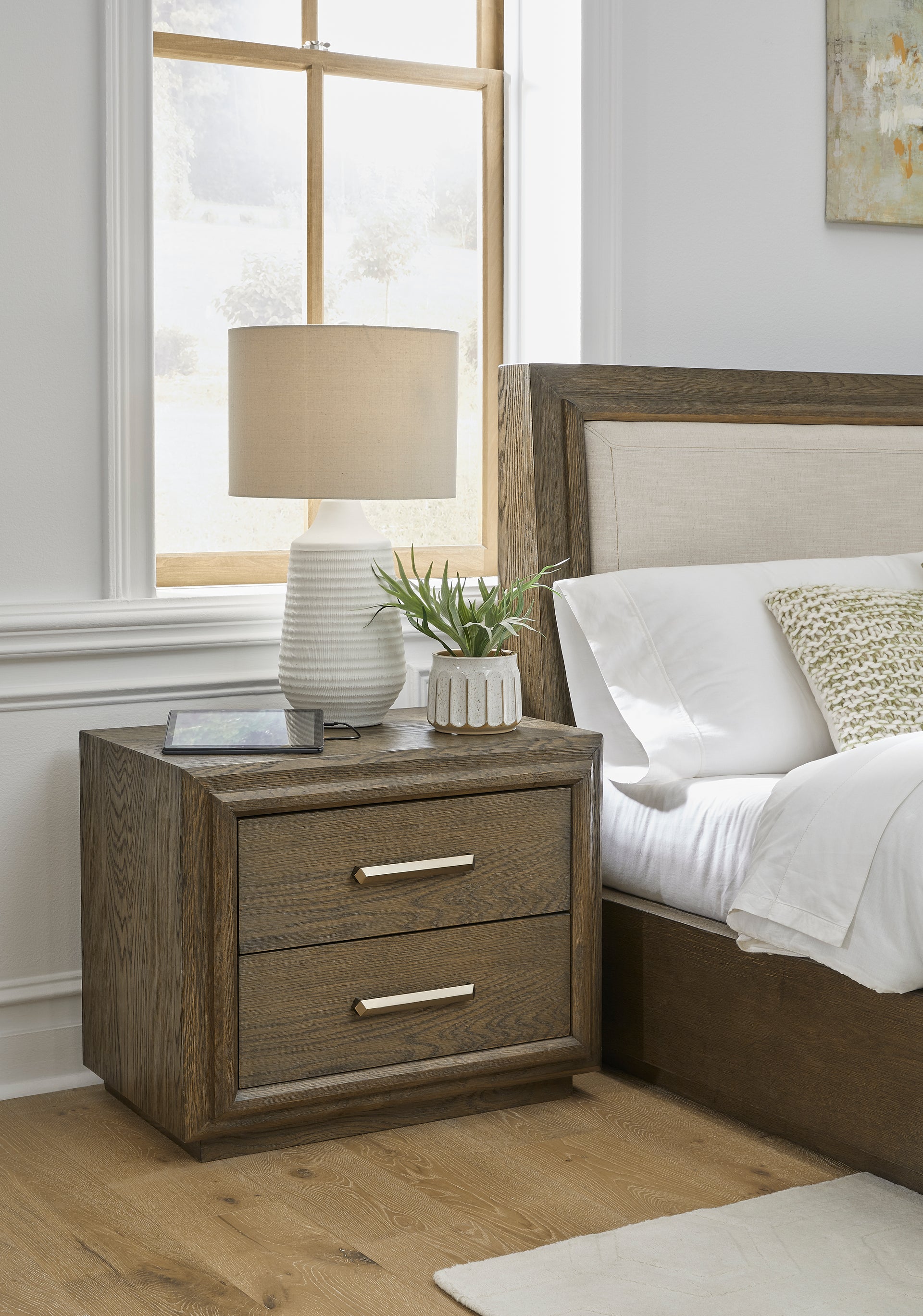 Lawson Two Drawer USB-charger Nightstand in Big Bear Brown - What A Room