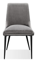 Winston Upholstered Metal Leg Dining Chair in Goose and Black (Set of 2) - What A Room