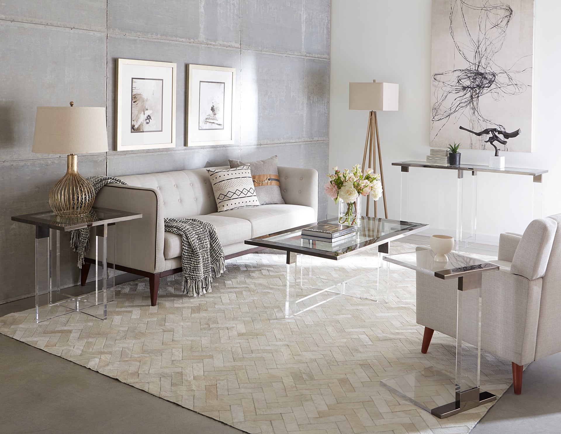 Bastian End Table in Clear Acrylic and Gunmetal Polished Stainless Steel - What A Room