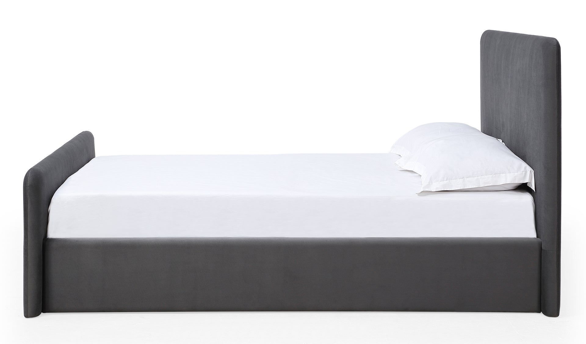 Elora Fully Upholstered Platform Bed in Charcoal Velvet - What A Room