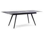 Lucia Extendable Stone Top Metal Leg Dining Table in Piedra and Black - What A Room