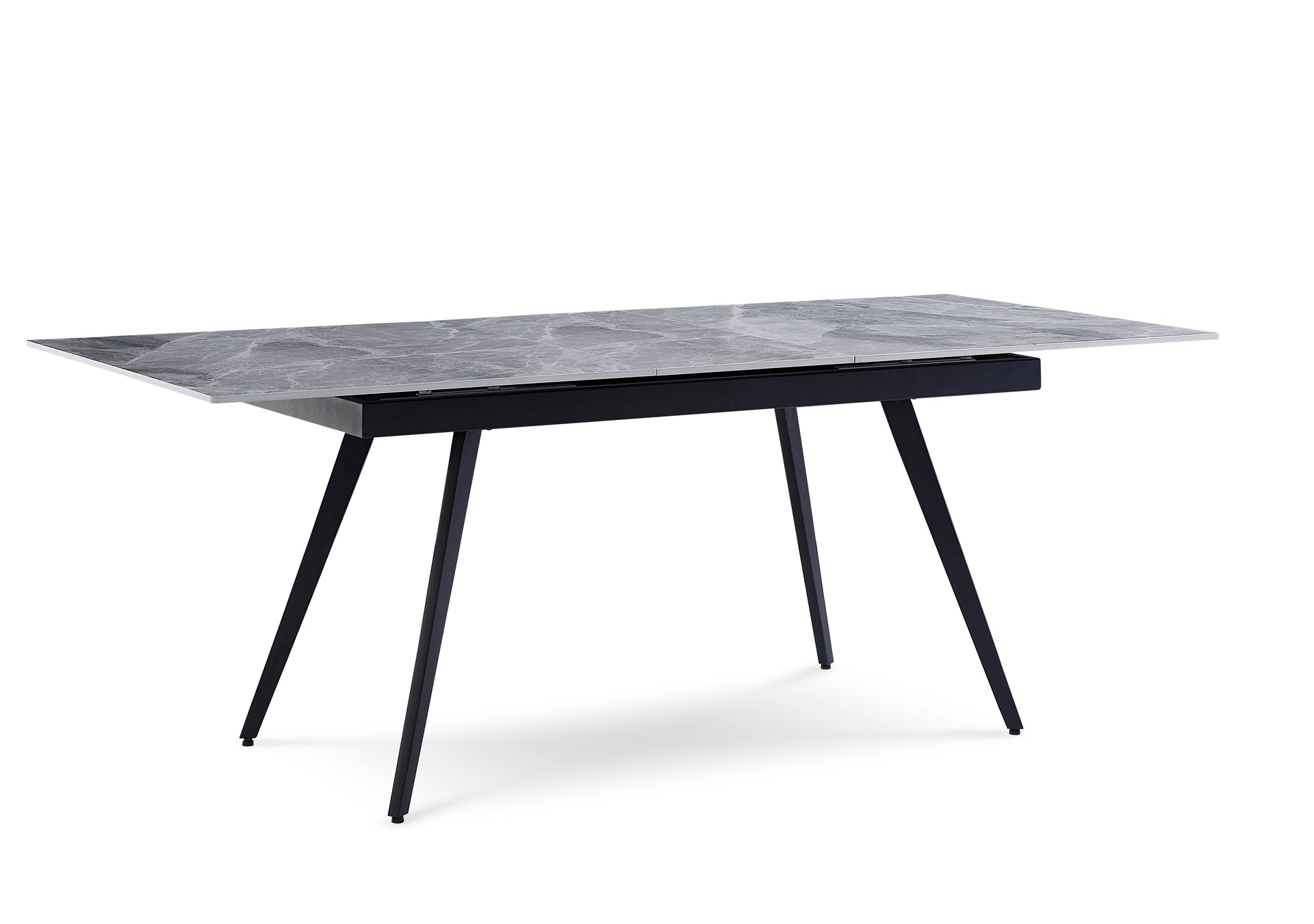 Lucia Extendable Stone Top Metal Leg Dining Table in Piedra and Black - What A Room