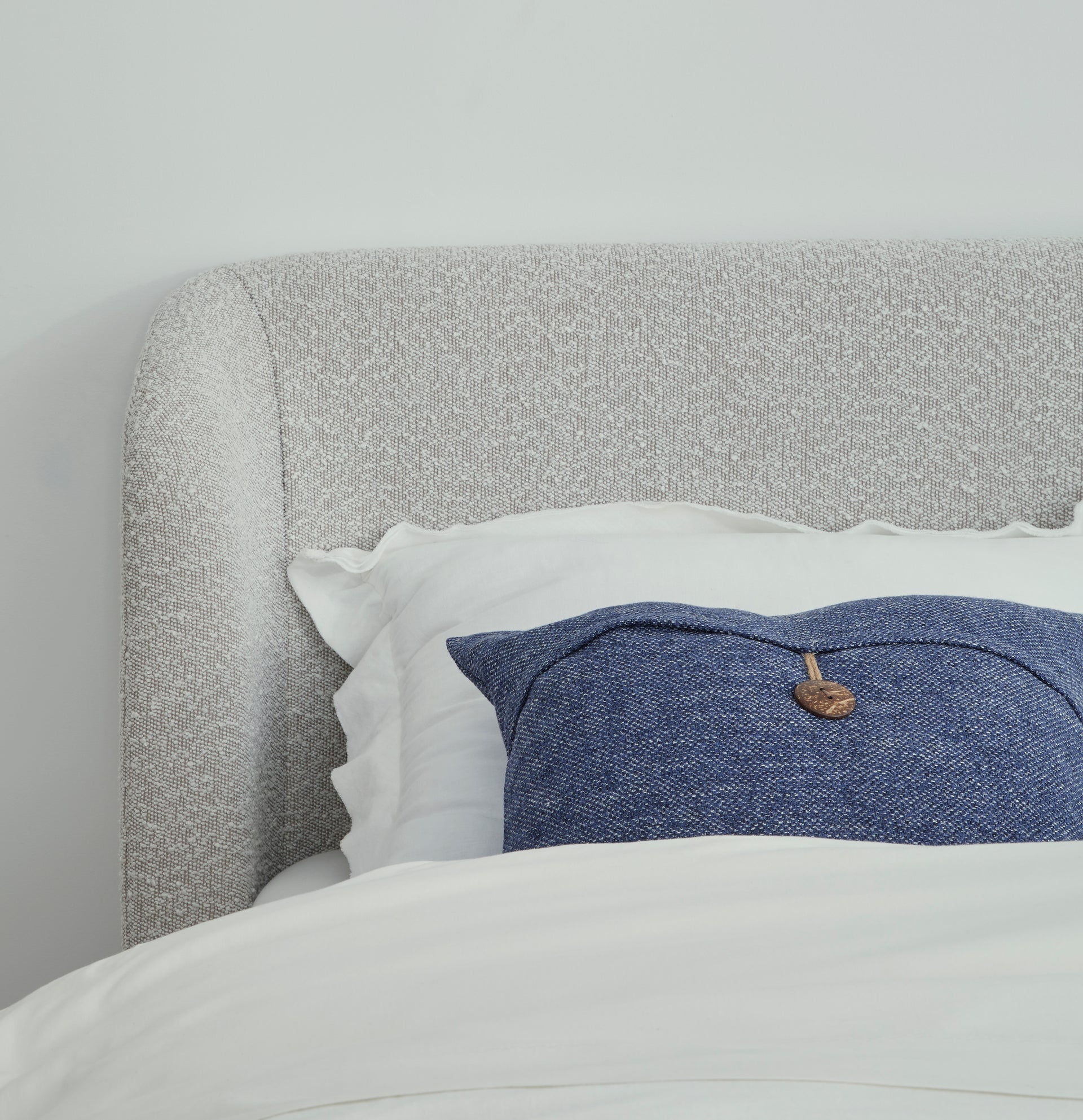 Kiki Upholstered Platform Bed in Cotton Ball Boucle - What A Room