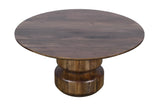 Virton Solid Wood Round Coffee Table in Smoked Brown - What A Room