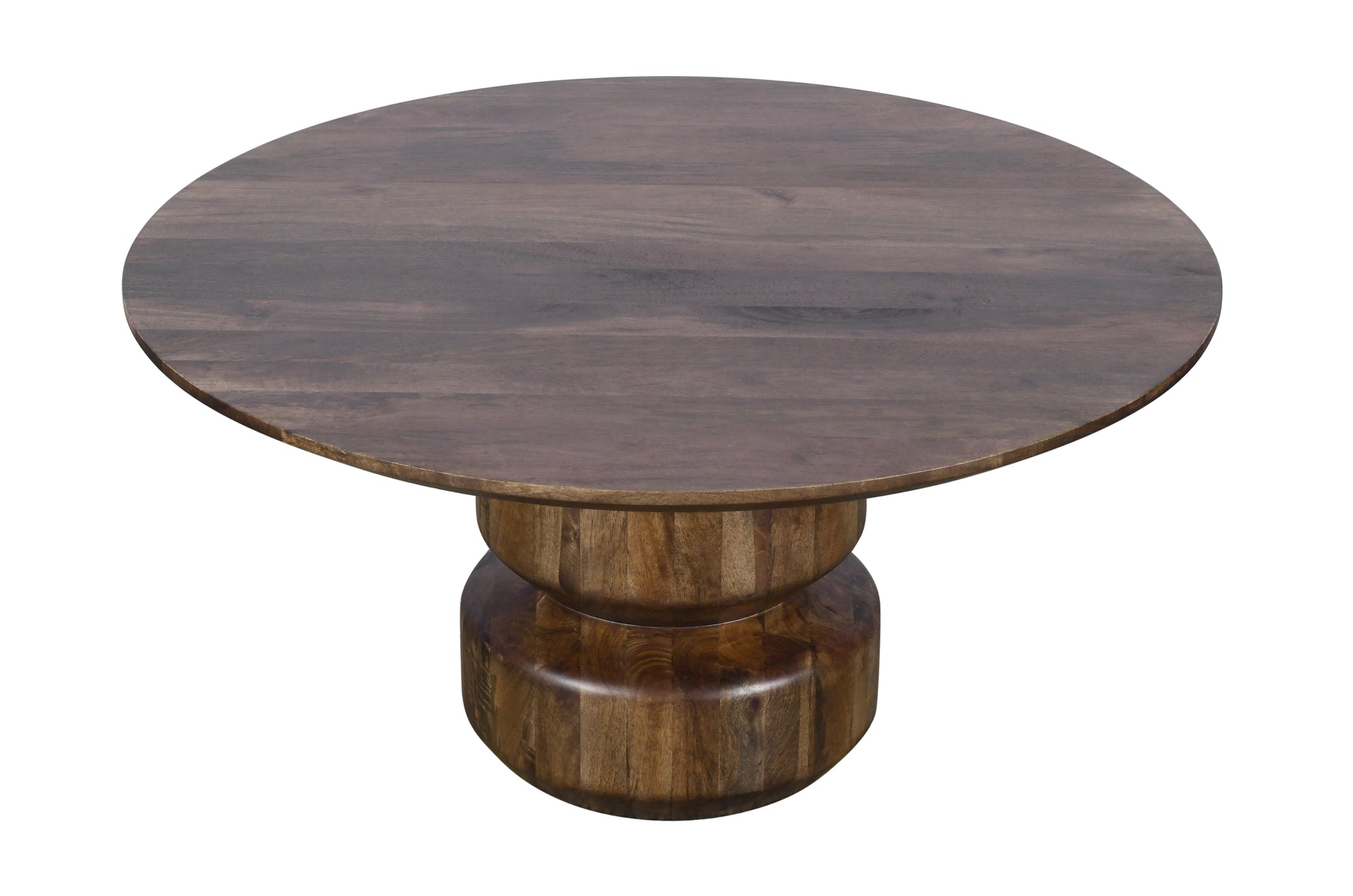 Virton Solid Wood Round Coffee Table in Smoked Brown - What A Room