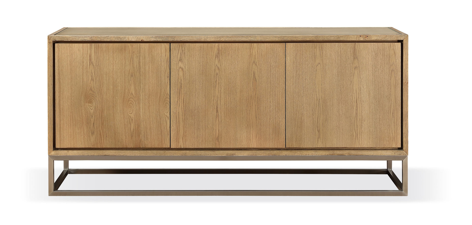 One Modern Coastal Metal Base Sideboard in White Oak and Brushed Stainless Steel - What A Room