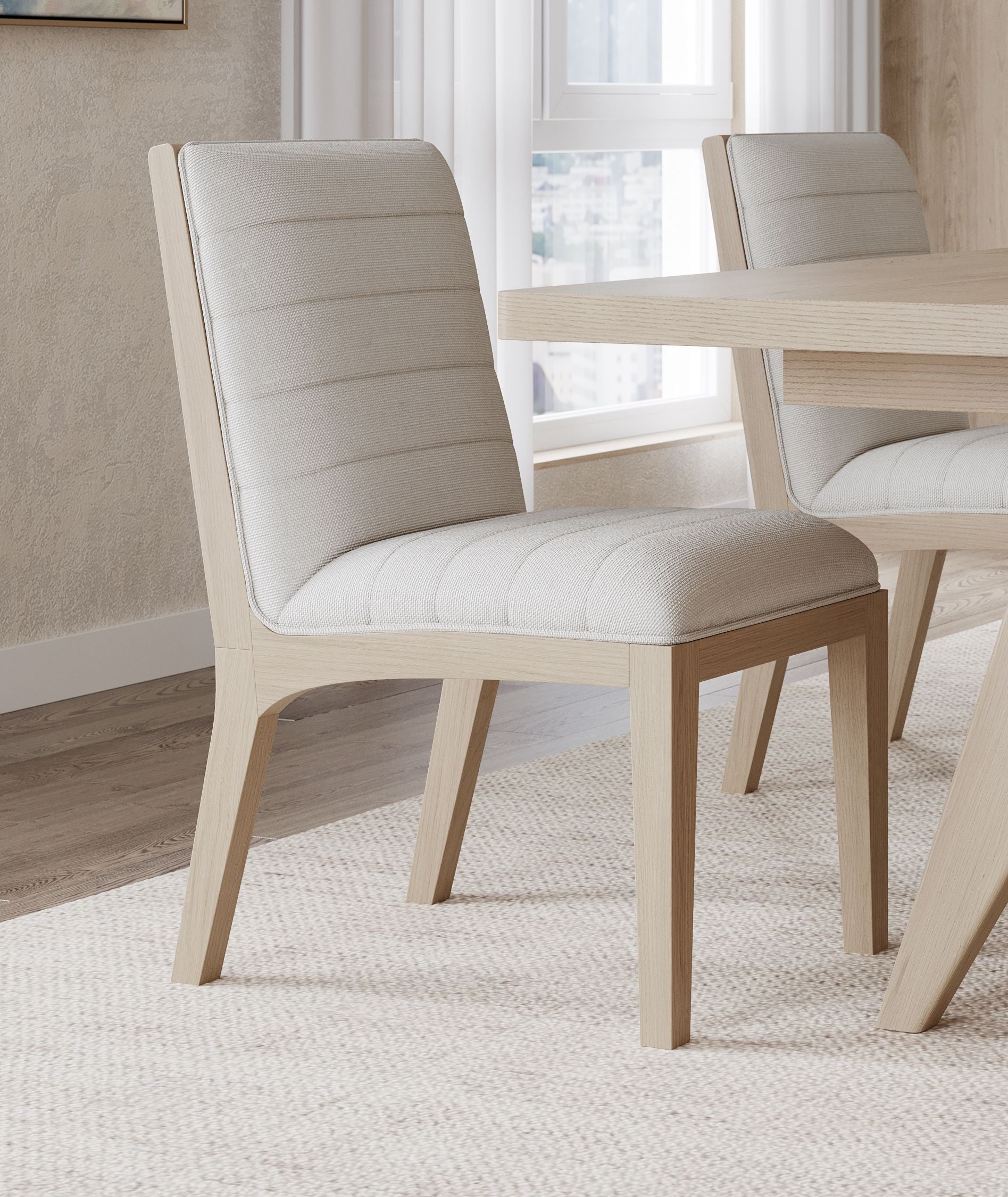 Sumire Solid Wood Dining Chair in Ginger and Natural Linen (Set of 2) - What A Room