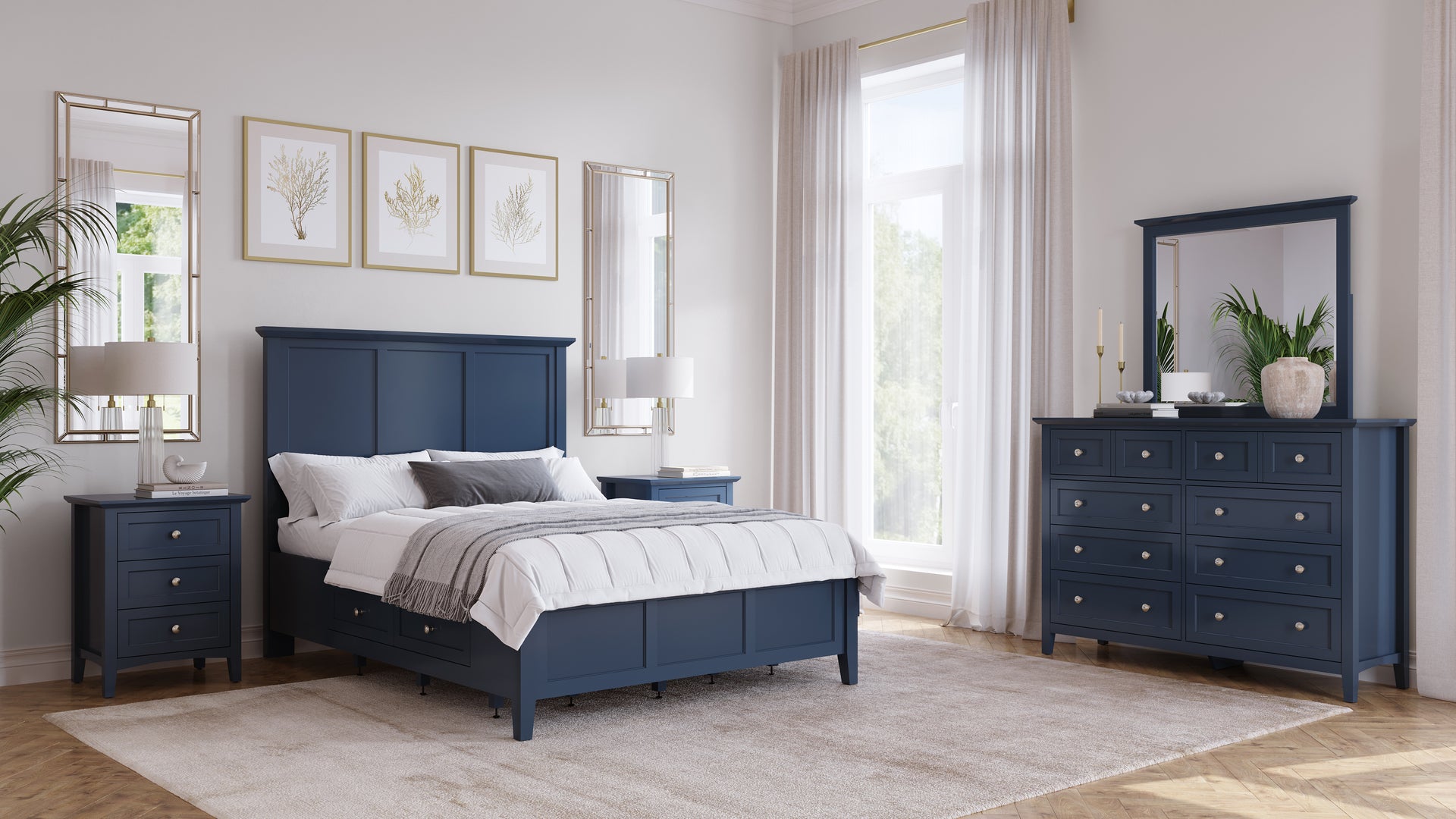 Grace Four Drawer Platform Storage Bed in Blueberry - What A Room