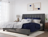 Madera Upholstered Platform Bed in Dark Charcoal - What A Room