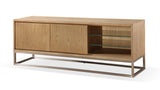 One Coastal Modern 74 inch TV Console in Brushed Stainless Steel and Bisque - What A Room
