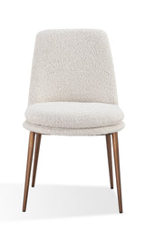 Wyatt Upholstered Dining Chair in Ricotta Boucle and Bronze Metal (Set of 2) - What A Room