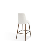 Wyatt Upholstered Bar Stool in Ricotta Boucle and Bronze Metal - What A Room
