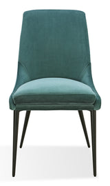 Winston Upholstered Metal Leg Dining Chair in Smoked Green and Black (Set of 2) - What A Room