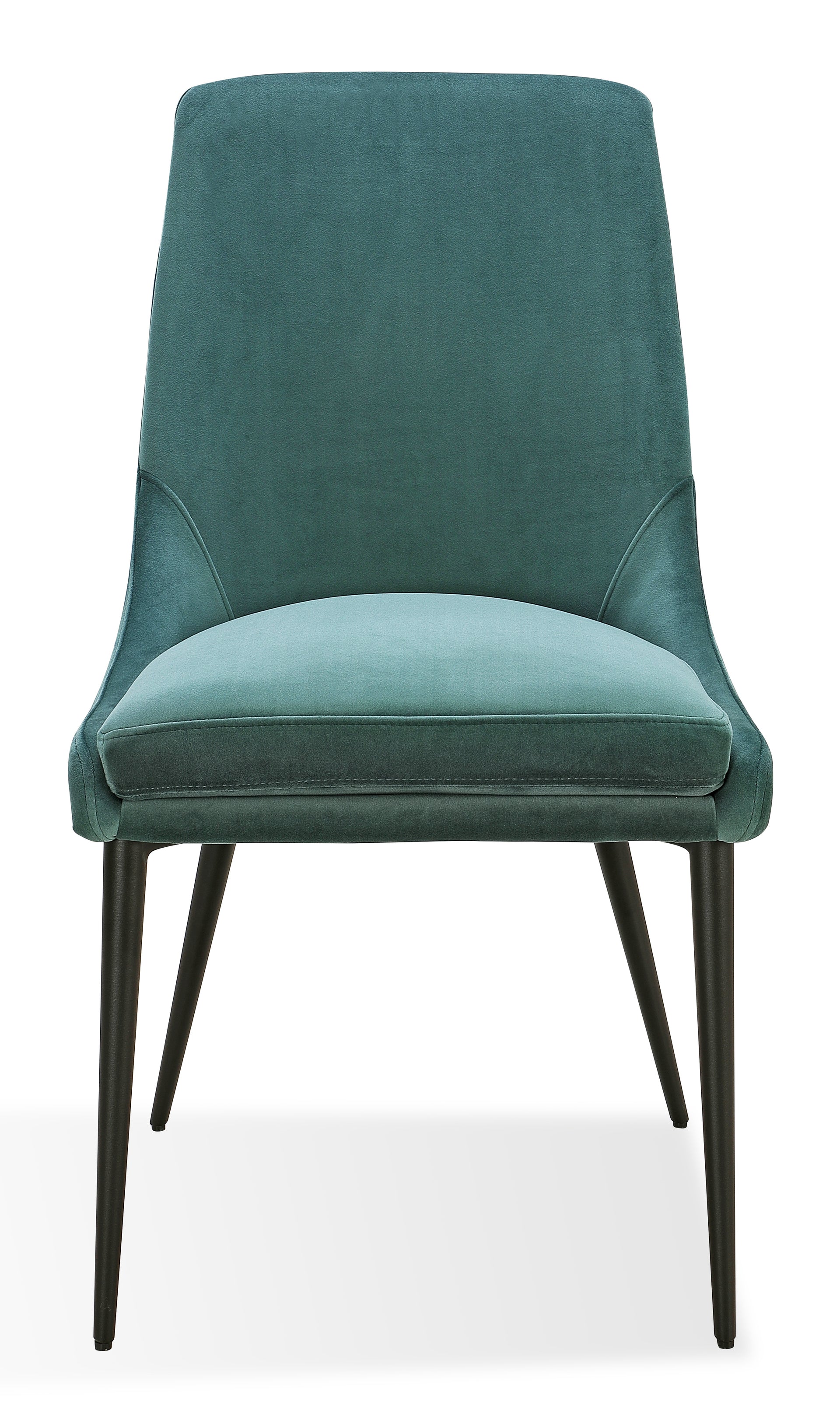 Winston Upholstered Metal Leg Dining Chair in Smoked Green and Black (Set of 2) - What A Room