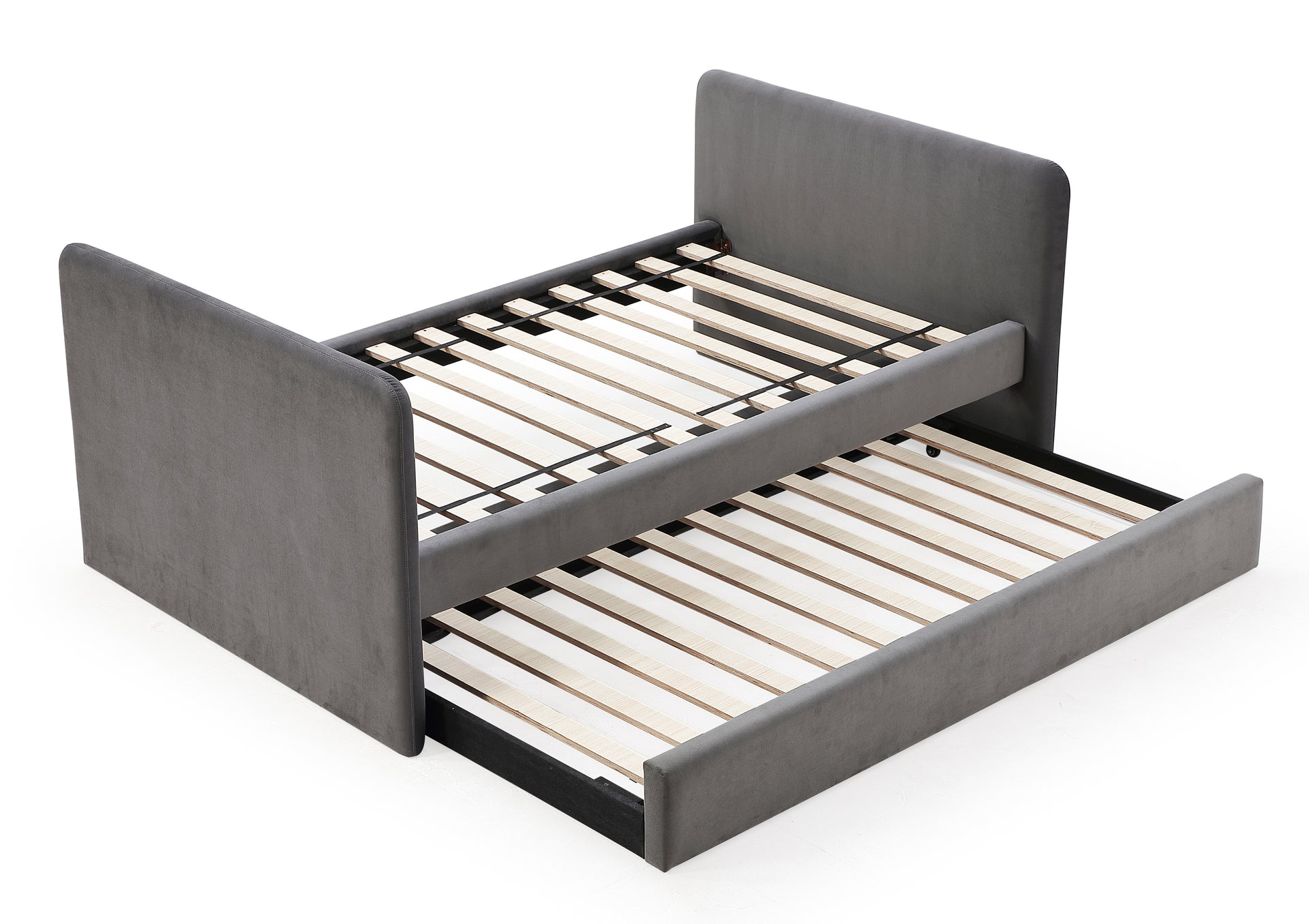 Elora Upholstered Daybed with Trundle in Charcoal Velvet - What A Room