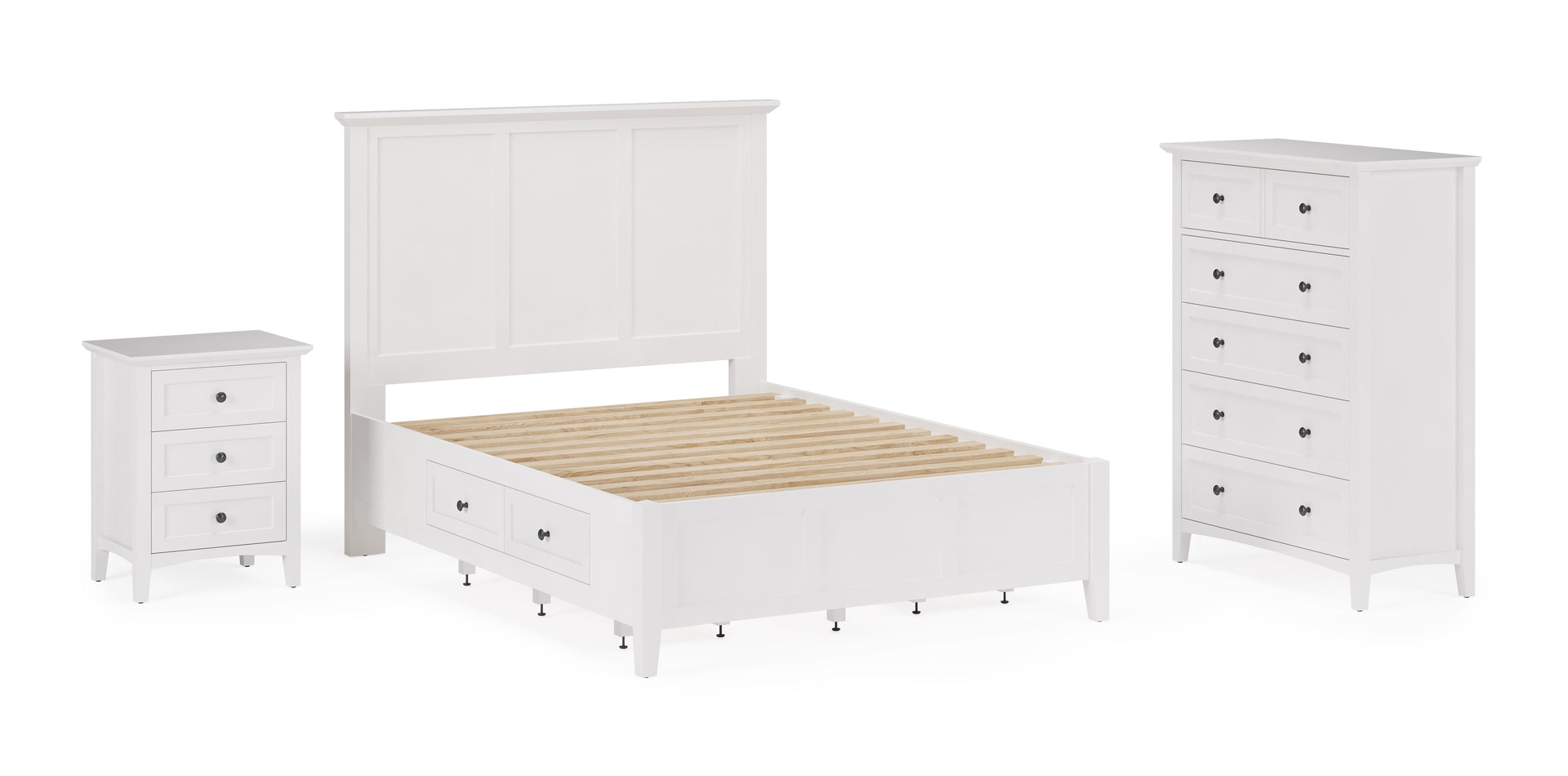 Grace Four Drawer Platform Storage Bed in Snowfall White - What A Room