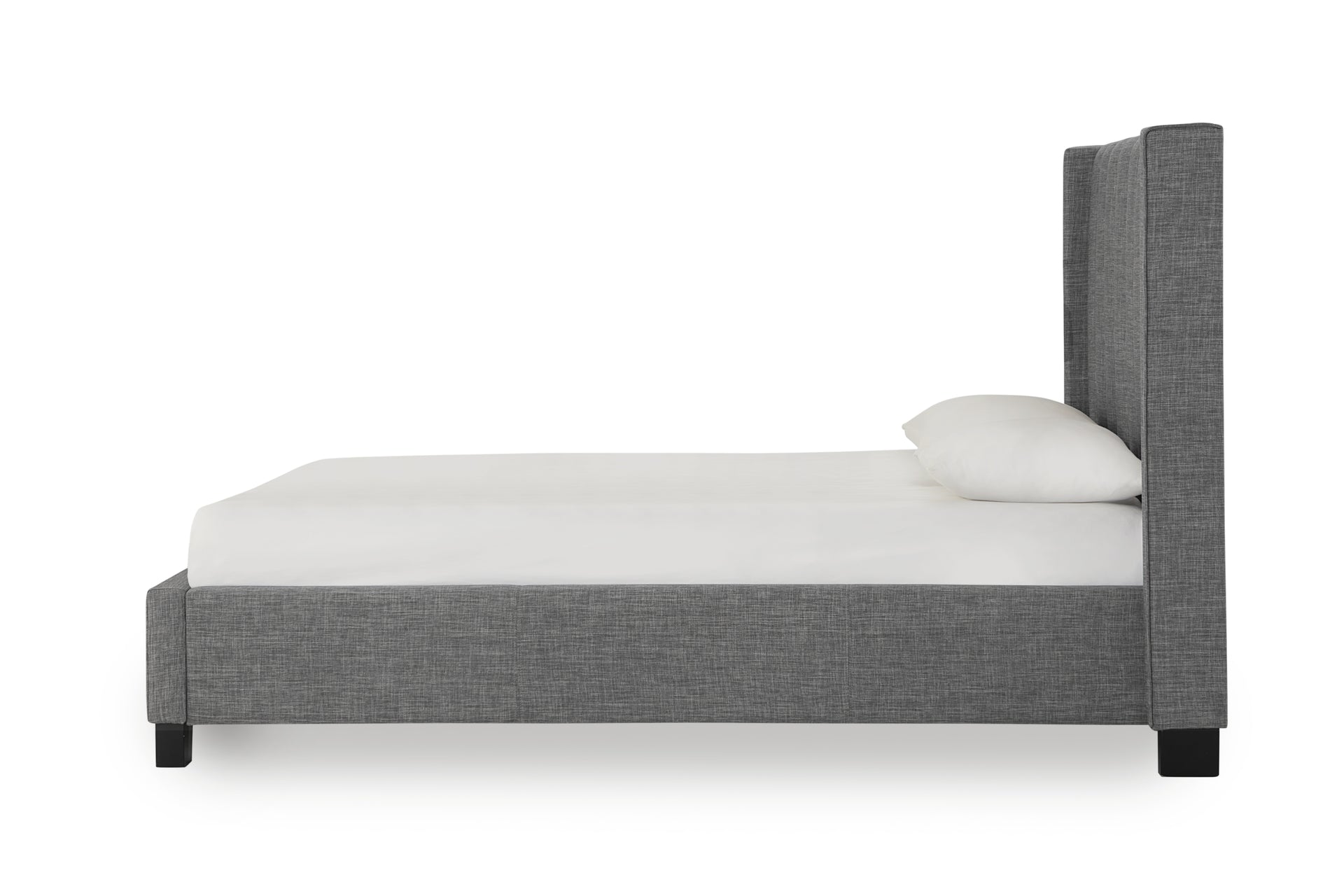 Palermo Upholstered Wingback Platform Bed in Dark Stone - What A Room