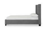 Palermo Upholstered Wingback Platform Bed in Dark Stone - What A Room