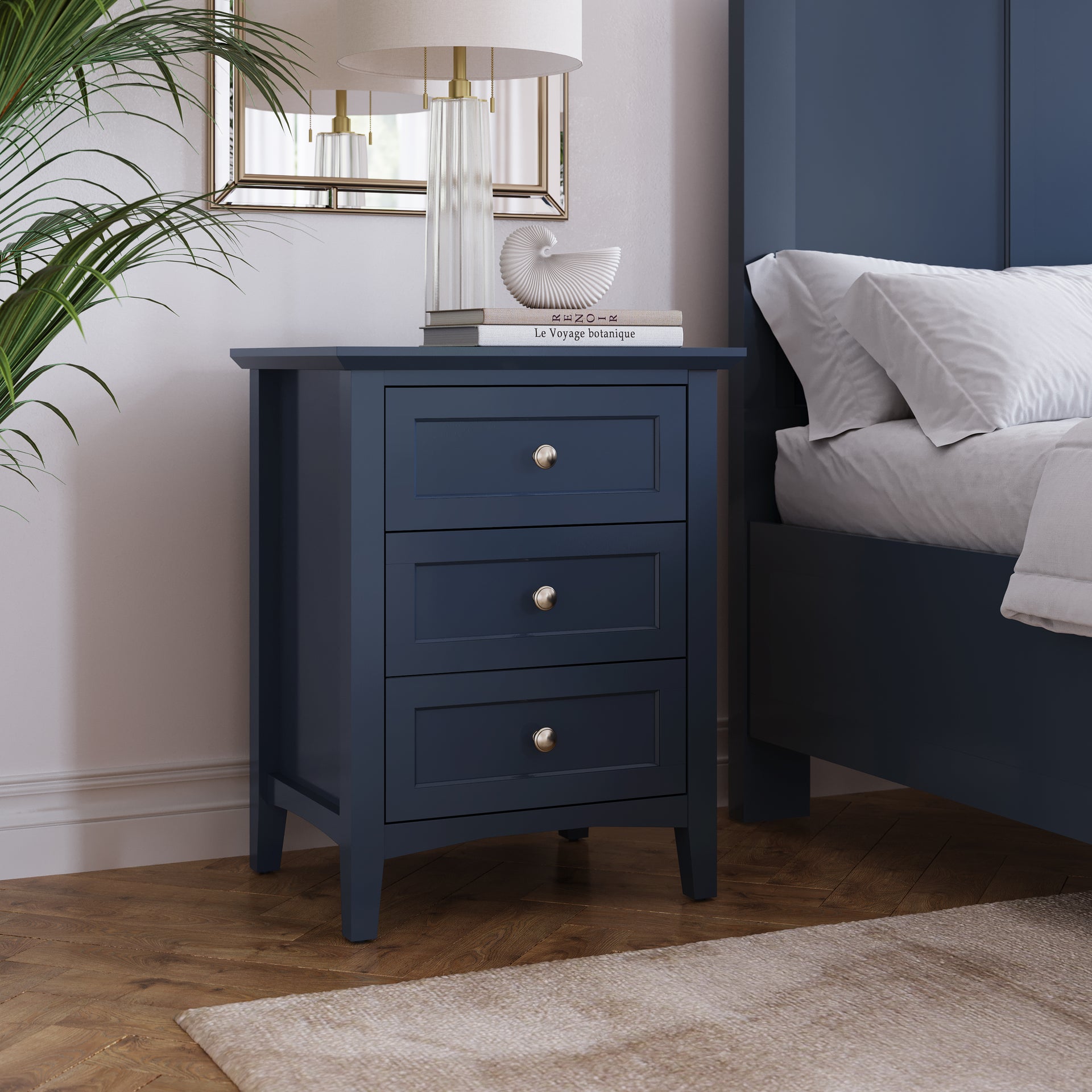 Grace Three Drawer Nightstand in Blueberry - What A Room
