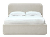 Off-White Upholstered Platform Bed in Ricotta Boucle - What A Room