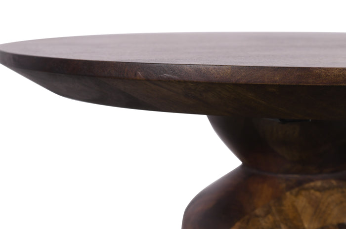 Virton Solid Wood Round End Table in Smoked Brown - What A Room