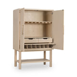 Zinnia Two Door Ash Wood Bar Cabinet in White Sand - What A Room
