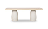 Zinnia Plaster Base Wood Top Dining Table in White Sand and Ivory - What A Room