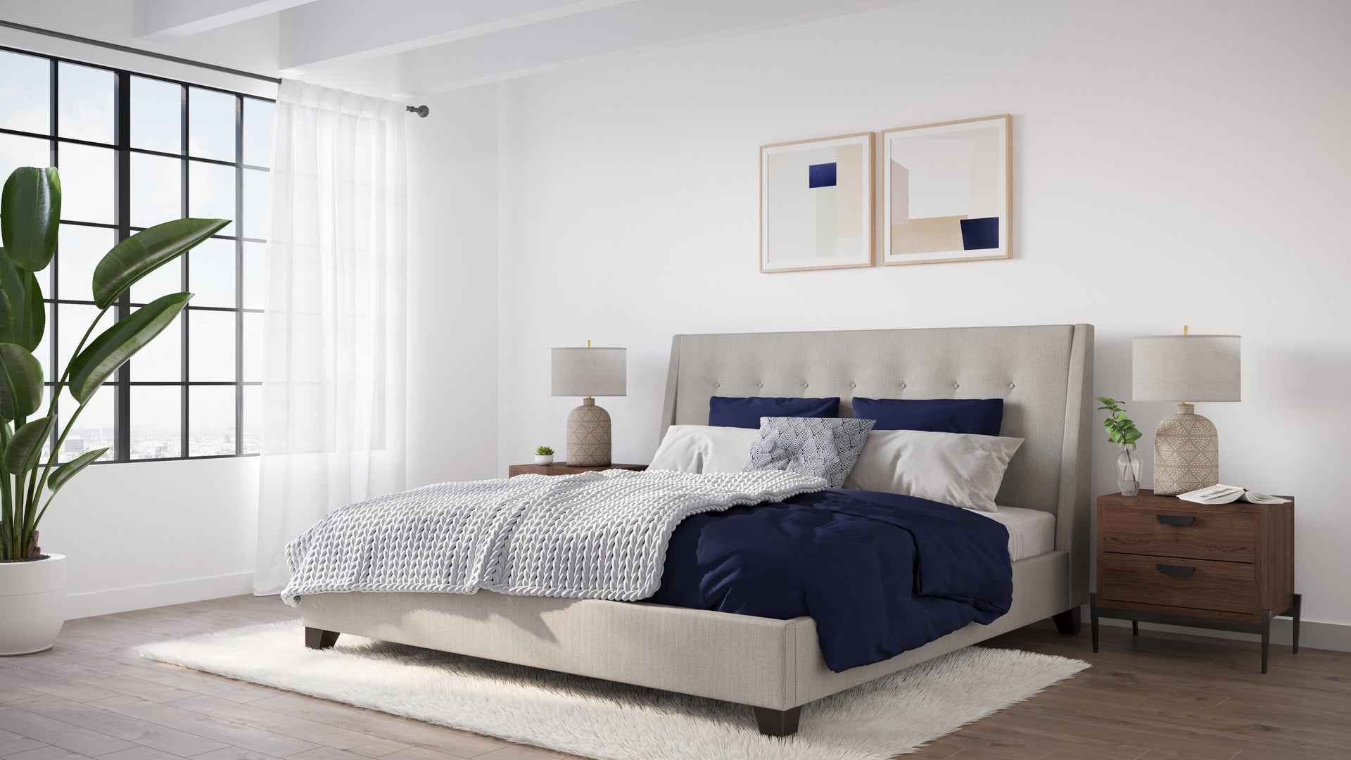 Madera Upholstered Platform Bed in Putty - What A Room