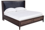 Boracay Upholstered Wingback Storage Bed in Wild Oats Brown - What A Room