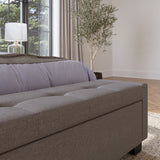 Madeleine Tufted Storage Bench in Dolphin Linen - What A Room