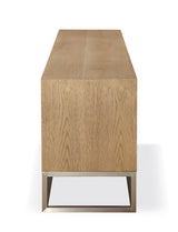 One Coastal Modern 74 inch TV Console in Brushed Stainless Steel and Bisque - What A Room