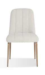 Apollo Upholstered Dining Chair in Ricotta Boucle and Brushed Bronze Metal (Set of 2) - What A Room