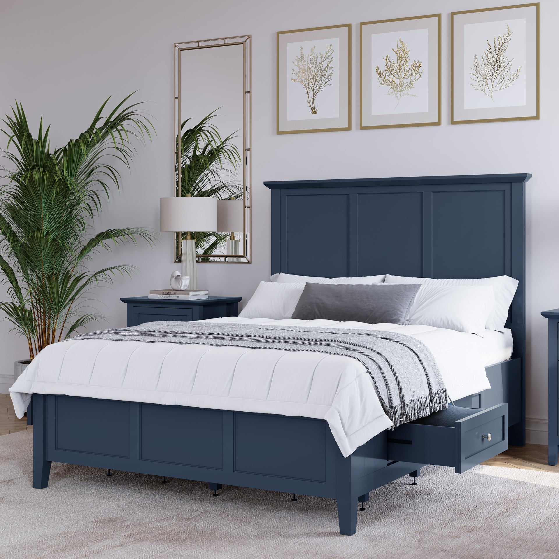 Grace Four Drawer Platform Storage Bed in Blueberry - What A Room