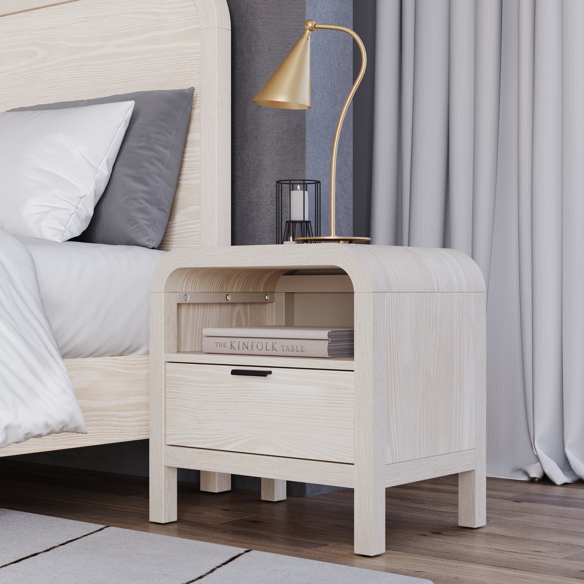 Drake One Drawer One Shelf USB-Charging Nightstand in Sugar - What A Room