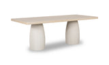 Zinnia Plaster Base Wood Top Dining Table in White Sand and Ivory - What A Room