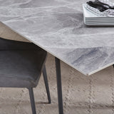 Lucia Extendable Stone Top Metal Leg Dining Table in Piedra and Black - What A Room