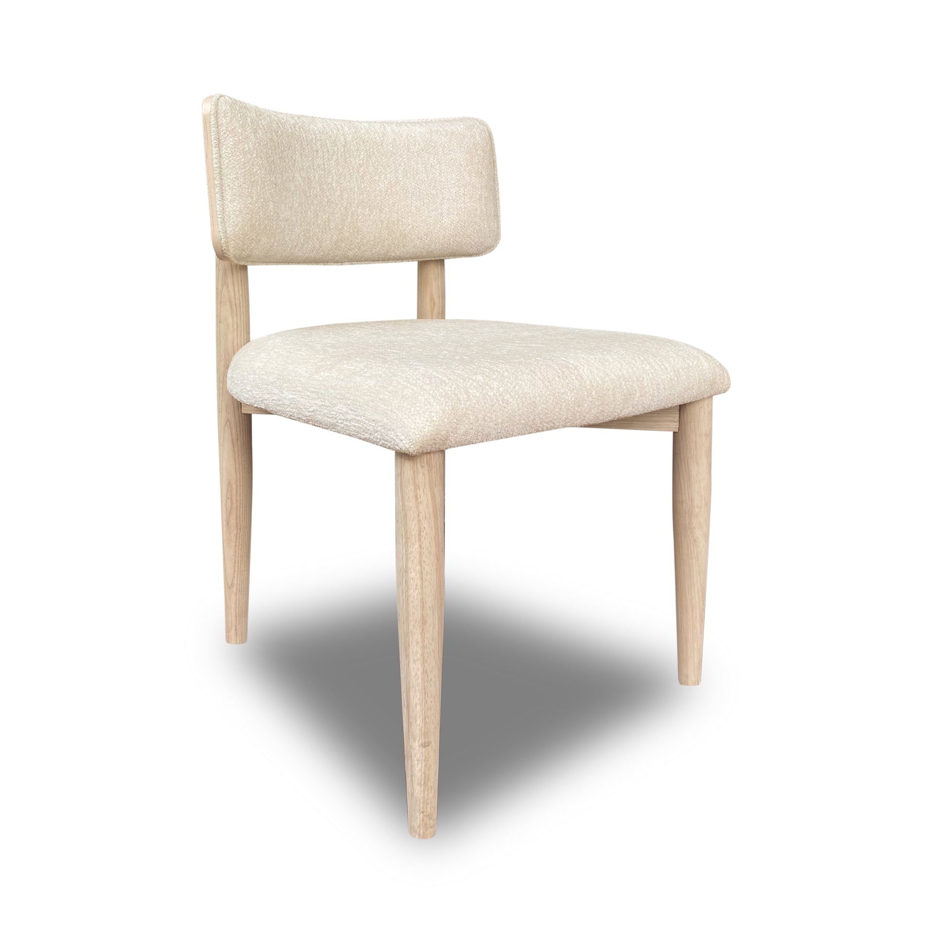 Zinnia Wood Back Dining Chair in White Sand and Dune Chenille (Set of 2) - What A Room
