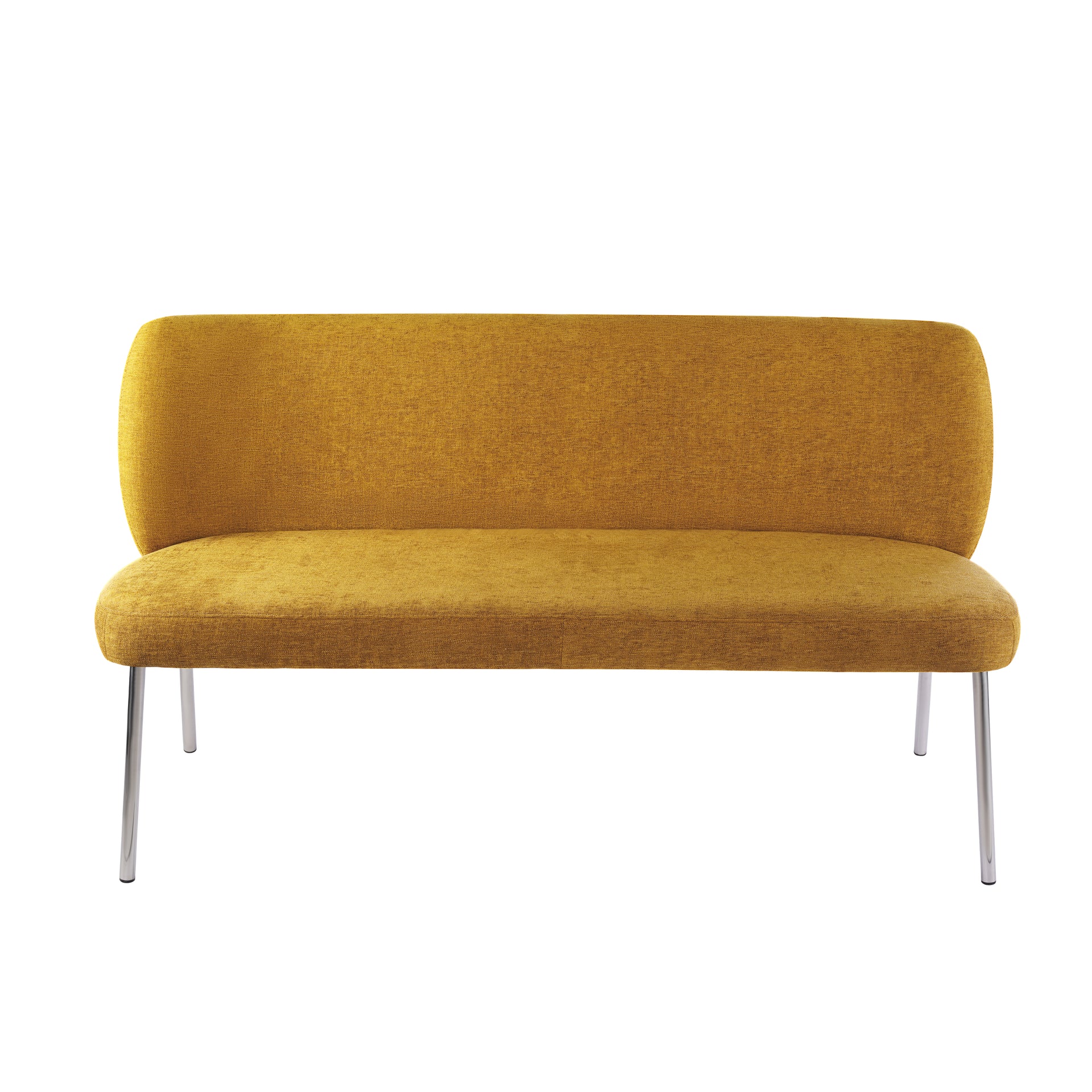 Fomo Chenille-upholstered Stainless Steel Base Settee in Pineapple - What A Room
