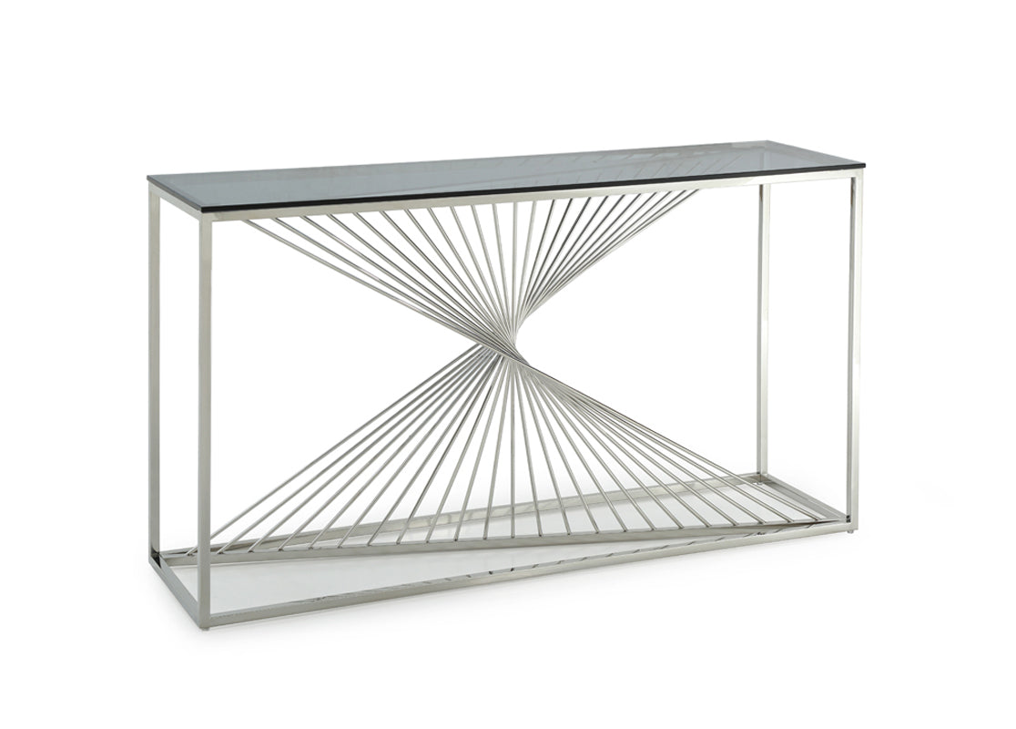 Modrest Trinity Modern Glass & Stainless Steel Console Table - What A Room