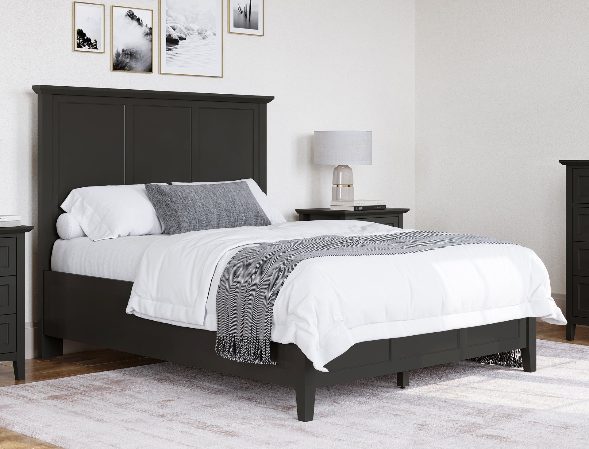 Grace Three Panel Bed in Raven Black - What A Room