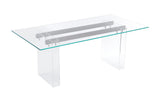 Moorea Double Pedestal Rectangular Dining Table in Clear Acrylic, Glass and Bronze Metal - What A Room
