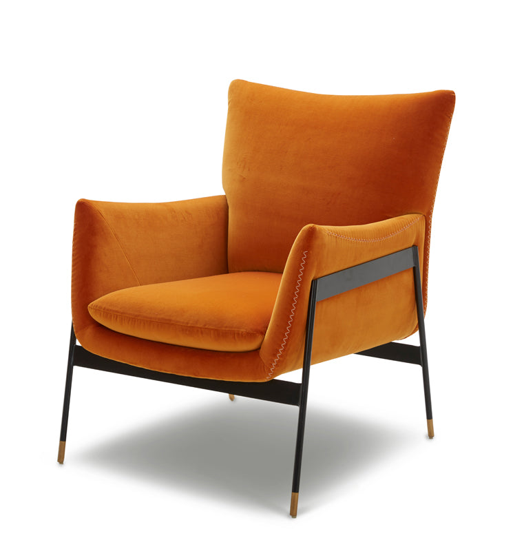 Divani Casa Joseph Modern Orange Fabric Accent Chair - What A Room