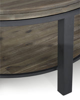 Canyon Solid Wood and Metal Round Coffee Table in Washed Grey - What A Room